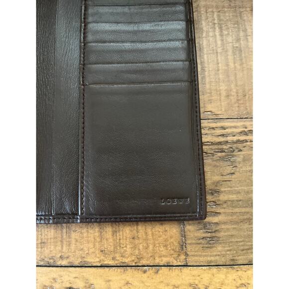 Vintage Loewe Brown Leather Long Bifold Wallet Card Holder - Picture 5 of 11